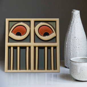 Midden-Eeuw Abstract Eyes Arts Crafts Movement Tegeltje