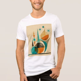 Midden Eeuw Abstract Geometrisch Retro Kunst Desig Tri-Blend Shirt