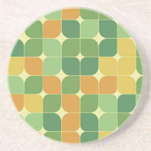 Midden Eeuw Abstract Groen Oranje Geel Zandsteen Onderzetter
