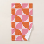 Midden eeuw Abstract Oranje en Roze Patroon   Bad Handdoek (Handdoek)