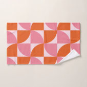 Midden eeuw Abstract Oranje en Roze Patroon   Bad Handdoek (Handdoek)