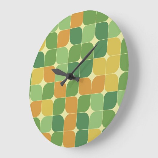 Midden eeuw Abstract Patroon Groen Sinaasappel Grote Klok (Hoek)