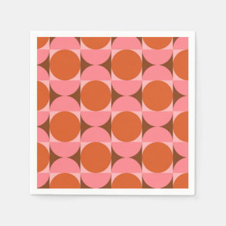 Midden eeuw abstracte cirkels roze en oranje servet