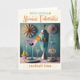 Midden eeuw atomaire futuristische cocktailtijd kaart