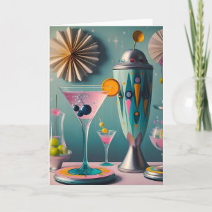 Midden eeuw atomaire futuristische cocktailtijd kaart