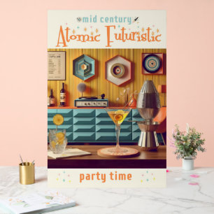 Midden Eeuw Atomaire Retro Futuristische Feestzaal Acryl Bord