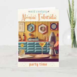 Midden Eeuw Atomaire Retro Futuristische Feestzaal Kaart