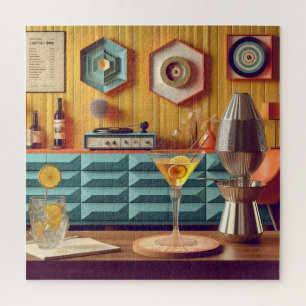 Midden Eeuw Atomaire Retro Futuristische Feestzaal Legpuzzel