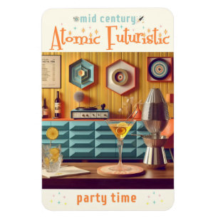 Midden Eeuw Atomaire Retro Futuristische Feestzaal Magneet