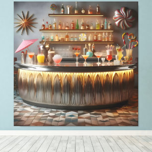 Midden Eeuw Atomaire Toekomstgerichte Feestbar Canvas Afdruk