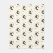 Midden-Eeuw Atomic Charcoal Sinaasappel Yellow Fleece Deken (Voorkant)