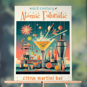 Midden eeuw Atomic Futuristic Citrus Martini Bar Acryl Bord