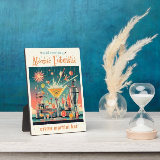 Midden eeuw Atomic Futuristic Citrus Martini Bar Fotoplaat (Zijkant)