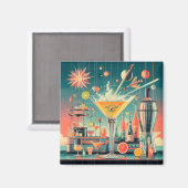 Midden eeuw Atomic Futuristic Citrus Martini Bar Magneet (Voorkant / Achterkant)