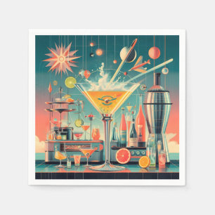 Midden eeuw Atomic Futuristic Citrus Martini Bar Servet