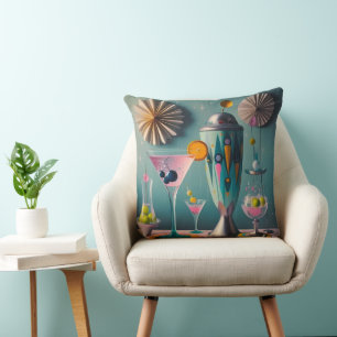 Midden eeuw Atomic Futuristic Cocktail Time Kussen