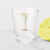 Midden eeuw Atomic Futuristic Lemon Olive Martini Shot Glas (Achterkant)