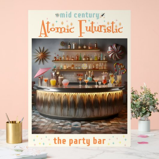 Midden-eeuw Atomic Futuristic Party Bar Acryl Bord (Huwelijk)