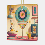 Midden eeuw Atomic Futuristic Rabbit Martini Keramisch Ornament (Links)