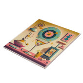 Midden eeuw Atomic Futuristic Rabbit Martini Tegeltje (Zijkant)