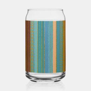 Midden-Eeuw Atomic Futuristic Stripes Print Blikvorm Glas