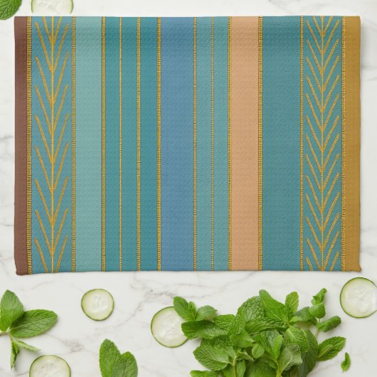 Midden-Eeuw Atomic Futuristic Stripes Print Theedoek (Gevouwen)