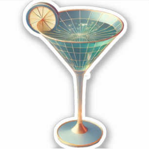 Midden eeuw Atomic Futuristic Wormhole Martini Sticker