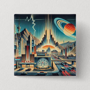Midden eeuw Atomic Space Age Nevada Art Vierkante Button 5,1 Cm