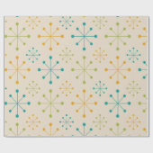 Midden-Eeuw Atomic Starburst Sinaasappel Blauwgroe Cadeaupapier (Vlak)