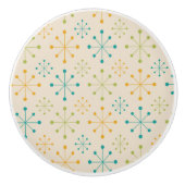 Midden-Eeuw Atomic Starburst Sinaasappel Blauwgroe Keramische Knop (Voorkant)