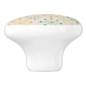 Midden-Eeuw Atomic Starburst Sinaasappel Blauwgroe Keramische Knop (Zijkant)