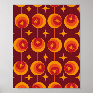 Midden-Eeuw Atomic Starbursts op Retro Circles Poster