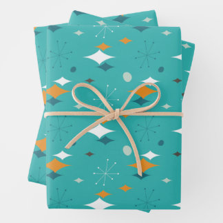 Midden-eeuw Atomic verjaardagsfeestje Inpakpapier Vel