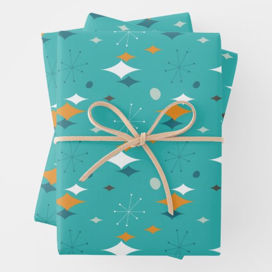 Midden-eeuw Atomic verjaardagsfeestje Inpakpapier Vel (In situ)