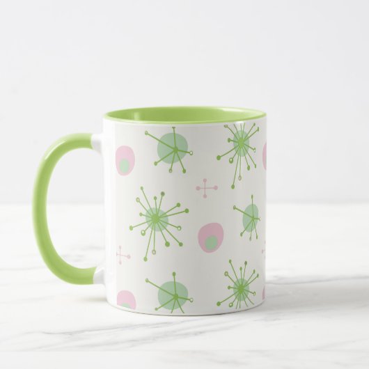 Midden eeuw Atomische Starburst Patroon Roze, Groe Mok (Links)