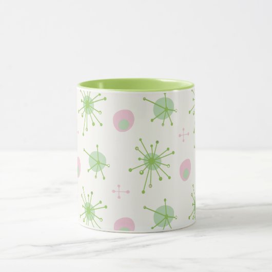 Midden eeuw Atomische Starburst Patroon Roze, Groe Mok (Midden)