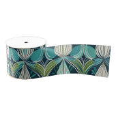 Midden eeuw atoomdruppels blauw groen patroon grosgrain lint (Spoel)