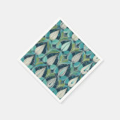 Midden eeuw atoomdruppels blauw groen patroon servet (Hoek)