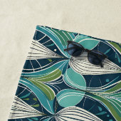 Midden eeuw atoomdruppels blauw groen patroon strandlaken (In situ)