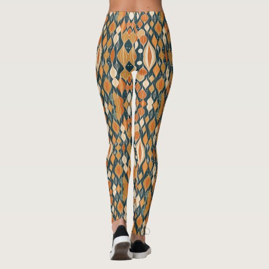 Midden eeuw atoomdruppels oker moderne retro leggings (Achterkant)