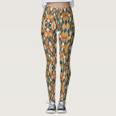 Midden eeuw atoomdruppels oker moderne retro leggings (Voorkant)