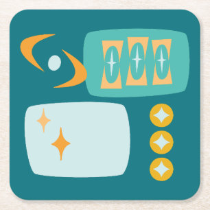 Midden-Eeuw Atoomenergie Abstract Vierkante Kartonnen Onderzetter