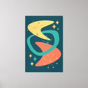 Midden eeuw atoomleeftijd 7 houtskool canvas afdruk