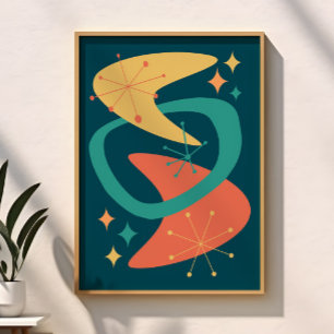 Midden eeuw atoomleeftijd 7 houtskool poster