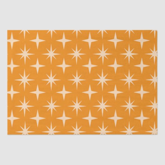 Midden-Eeuw Atoomsterren Patroon op Sinaasappel Tissuepapier (Voorkant)