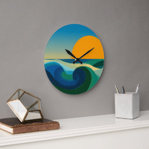 Midden eeuw Bauhaus Zonsondergang Moderne Wandklok Grote Klok