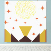 Midden eeuw bergachtig landschap canvas afdruk (Insitu (Houten vloer))