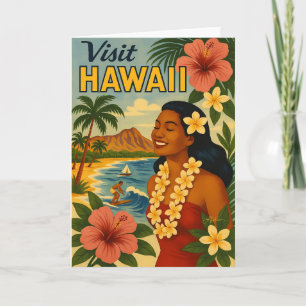 Midden eeuw bezoek Hawaii toerisme kunst Kaart