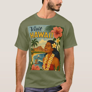 Midden eeuw bezoek Hawaii toerisme kunst T-shirt