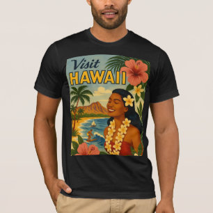 Midden eeuw bezoek Hawaii toerisme kunst T-shirt